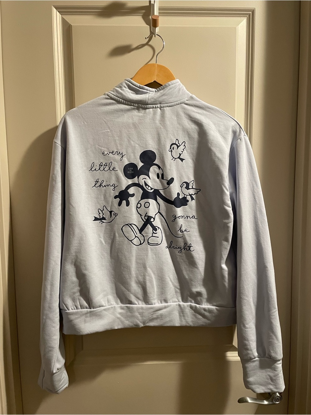 Disney Life Is Good Active Light Blue Mickey Mouse Half-Zip Pullover Sweatshirt - Picture 2 of 6